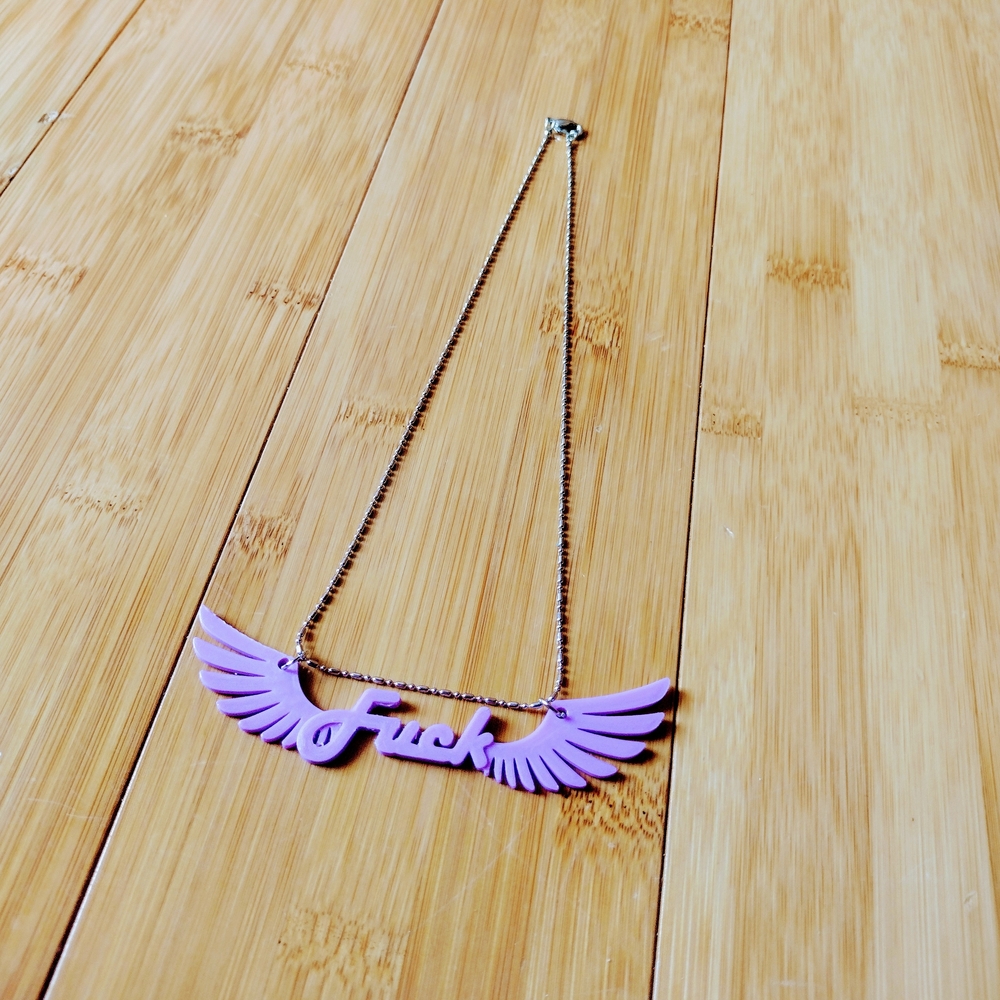 Flying F*ck Purple Statement Necklace - 3D Printed Adult Humor